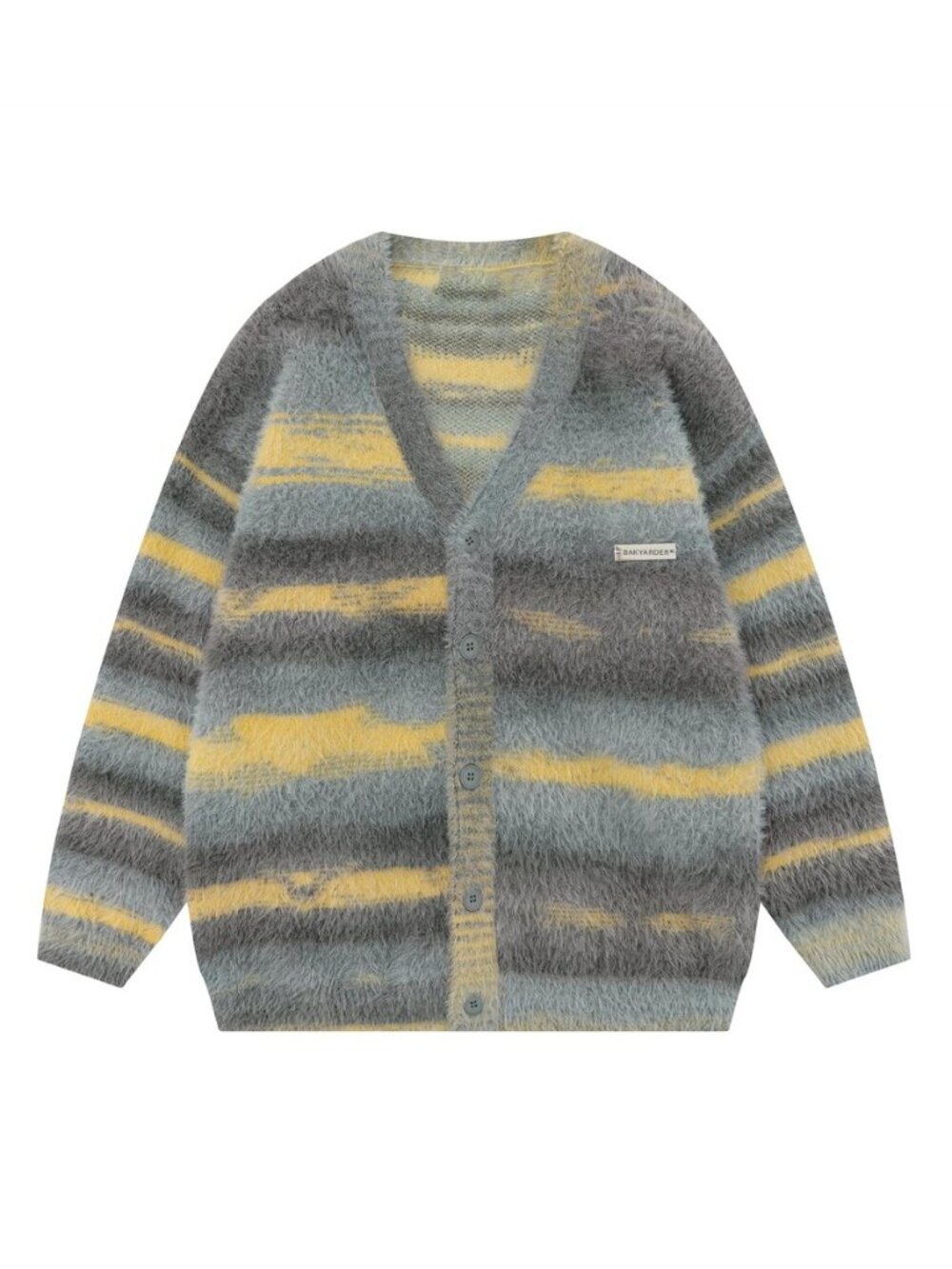 Women's Y2K Color-Block Striped V Neck Button Down Open Front Cardigan Sweater